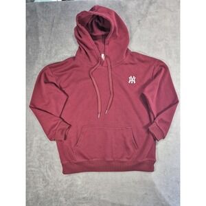 Men Woman Unisex Burgundy Hoodie Graphic Logo Long Sleeve Large - Like New